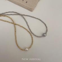 一颗珍珠 闪耀切面金珠锁骨链高级银灰珍珠项链气质轻奢小众设计