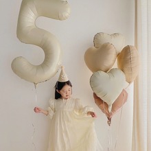 40寸奶油色网红数字铝膜气球 儿童生日周岁派对拍照场景装饰布置