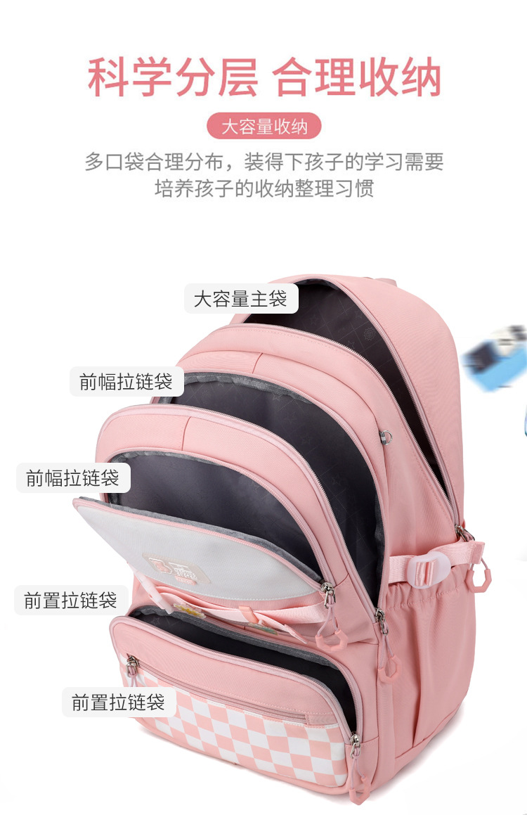 New Girls Junior's Schoolbag Middle School Burden Reduction Spine Protection Leisure Backpack Large Capacity Commuter Student Backpack