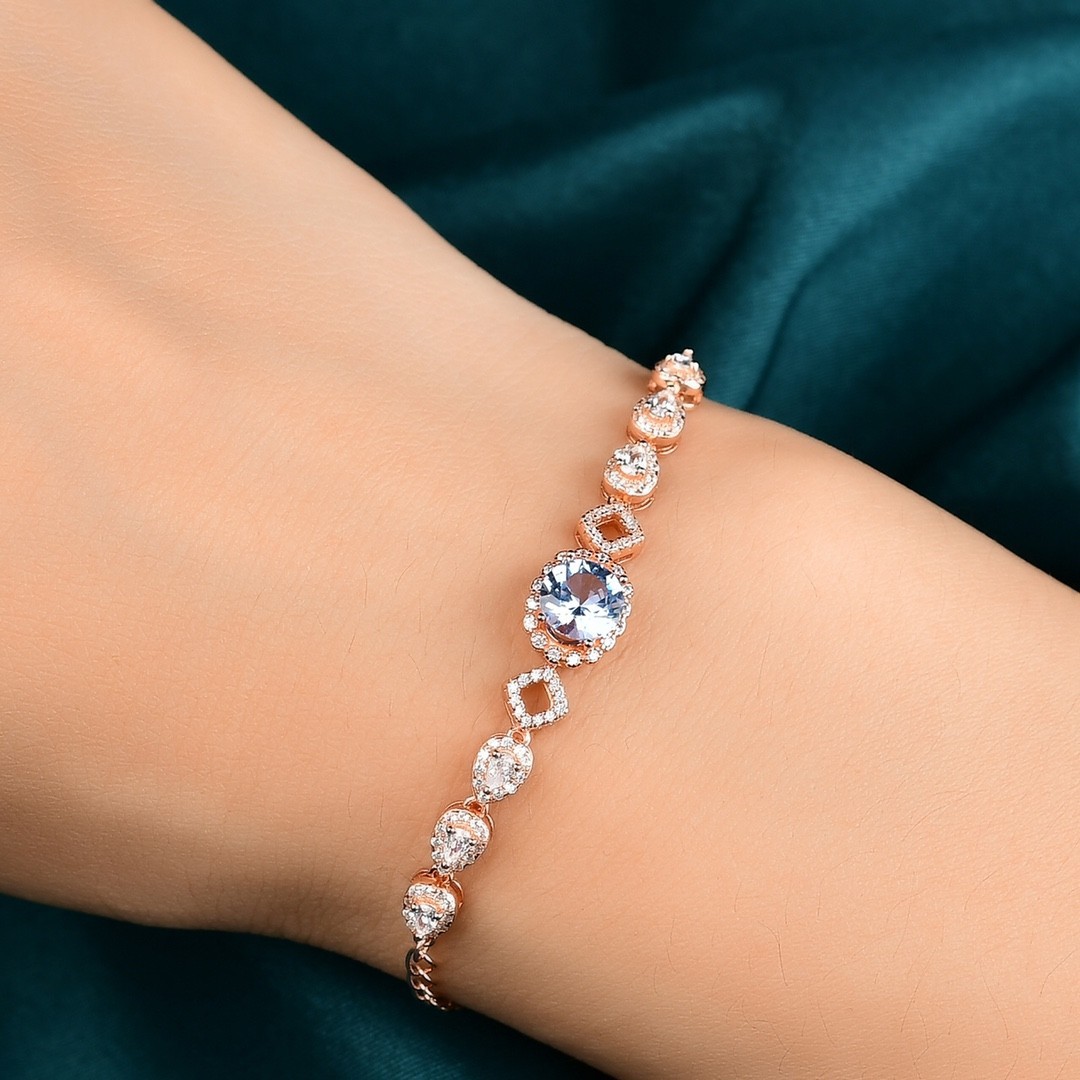 pt950铂金女款莫桑石钻石手链镶嵌蓝色钻潮流时尚饰品礼物批发