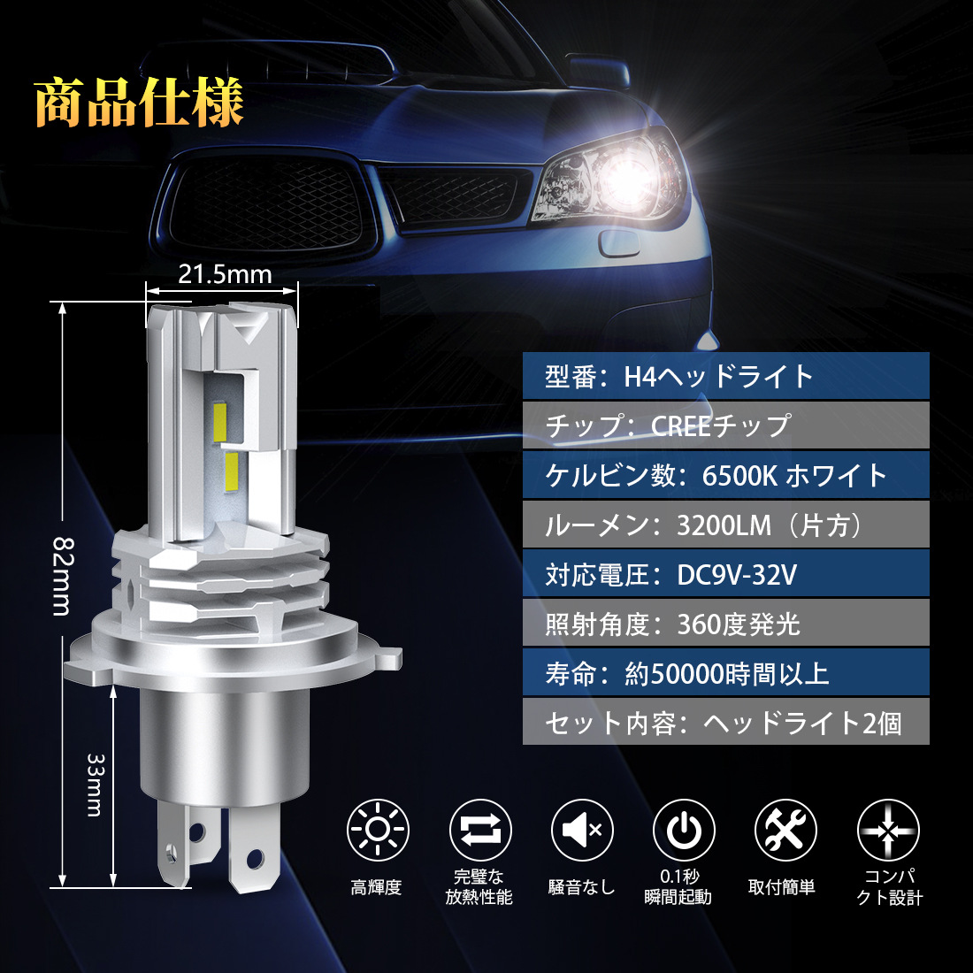 Exclusive for Cross-Border Led H4 Far and near Light Headlight Lamp Headlight Fog Lamp M4 Car Led Headlight