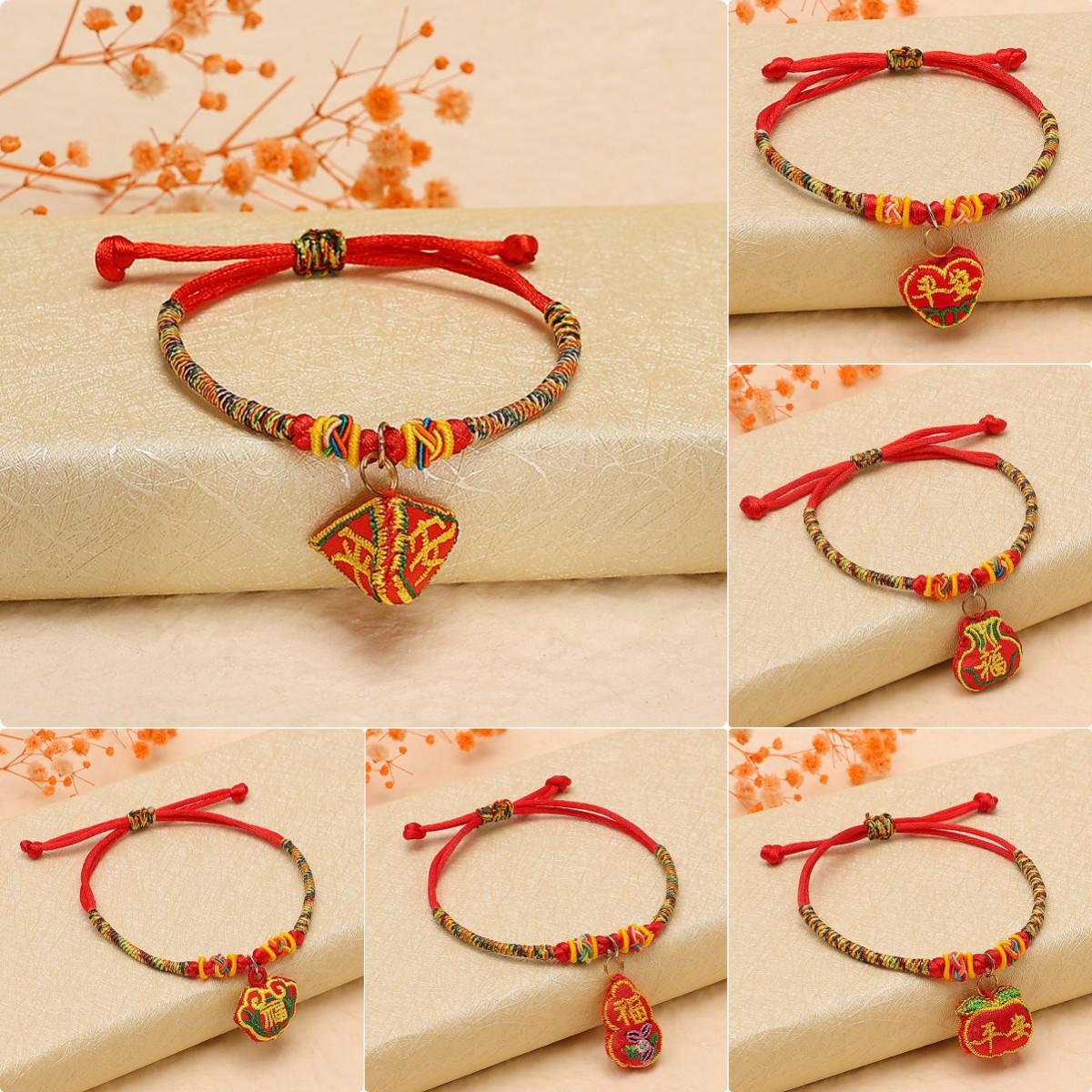 Dragon Boat Festival Colorful Rope Hand-Woven Baby Children's Red Rope Bracelet Tiger Zongzi Carrying Strap Colorful Wire Wholesale