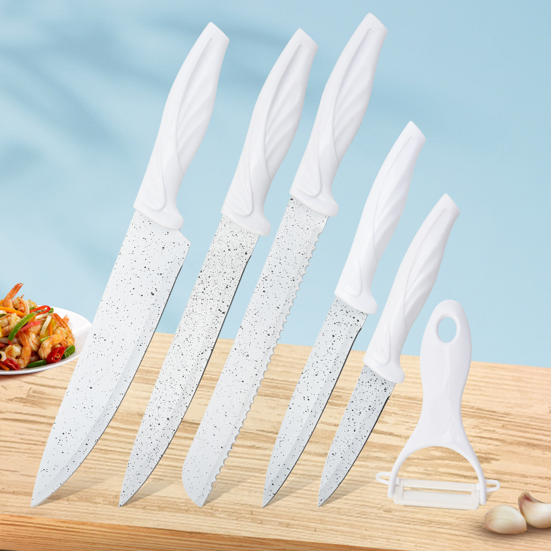 Medical Stone Phoenix Tail Handle Knife Six-Piece Kitchen Household Complementary Food Knife Set Stainless Steel Paint Knife Set