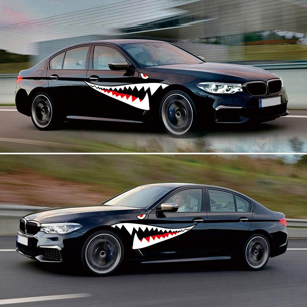 鲨鱼嘴创意车贴个性汽车贴纸装饰适用于各种车型汽车车身贴侧门贴