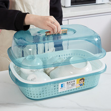装碗筷可沥水收纳盒厨房塑料碗柜碗箱碗架家用带盖宿舍碗碟置物架