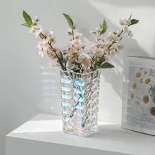 创意四方加厚透明玻璃花瓶摆件插花客厅餐桌面装饰简约水培花器