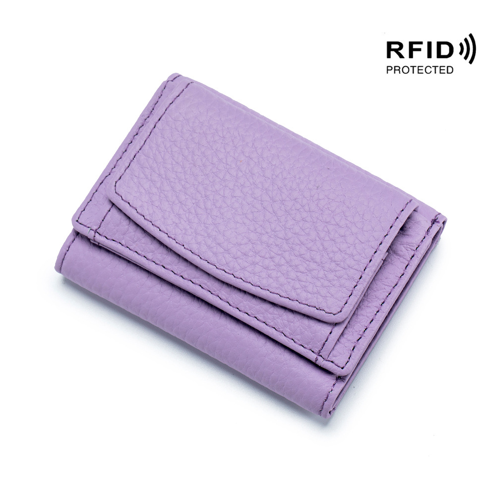 Small Wallet Women's Genuine Leather Japanese Style Wallet Rfid Coin Bag Wallet Foreign Trade Women's Mini Wallet Short Purse