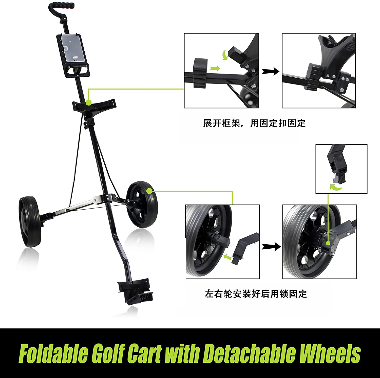 Manufacturer Two-Wheel Iron Car Foldable Golf Cart Golf Course Supplies Golf Charter