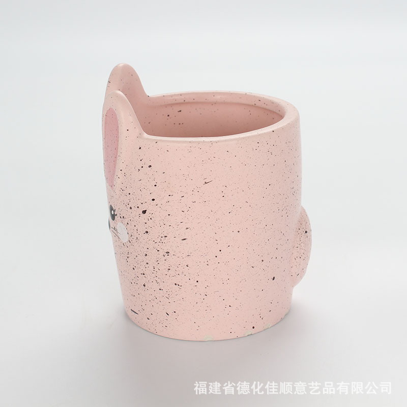 Creative Gift Advertising Special-Shaped Animal Cup Pink Bunny Ceramic Cup Crafts Export 3D Ceramic Mug