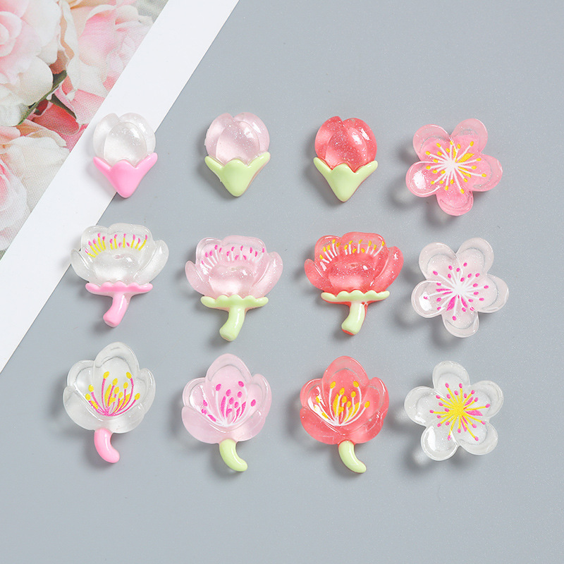 cartoon glitter cute flowers diy cream glue phone case material package handmade hair accessories resin accessories