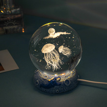 海洋水晶球治愈系桌面摆件小夜灯装饰品生日礼物女生闺蜜实用炫途