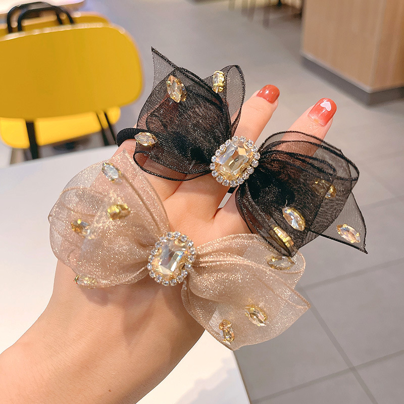 New Adult Rhinestone Ribbon Bowknot Hair Ring Korean Adult Graceful Online Influencer High-End Headband Boutique Wholesale