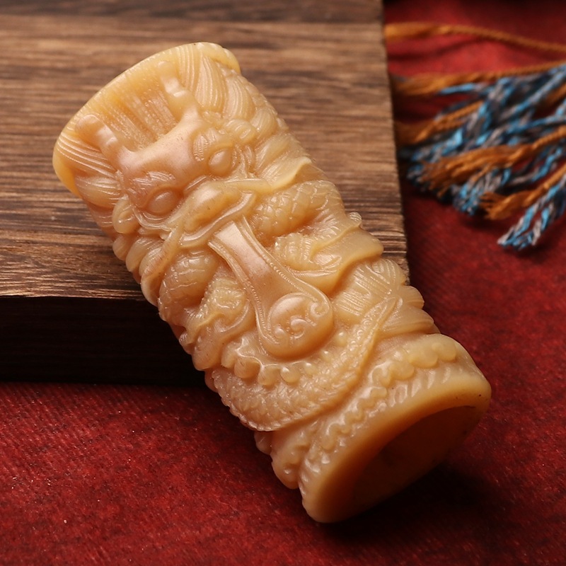 天然骆驼骨雕刻龙腾四海龙柱材摆件盘玩手玩文玩复古男手把件配饰