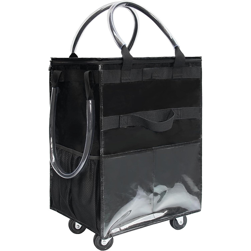 大容量轮子收纳袋超市买菜拉杆包带轮购物袋环保可折叠拉杆手提包