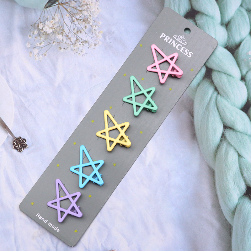 Dopamine Color Star Hairpin Sweet Girly Bang Clip Five-Pointed Star Hairpin Side Clip Hairware