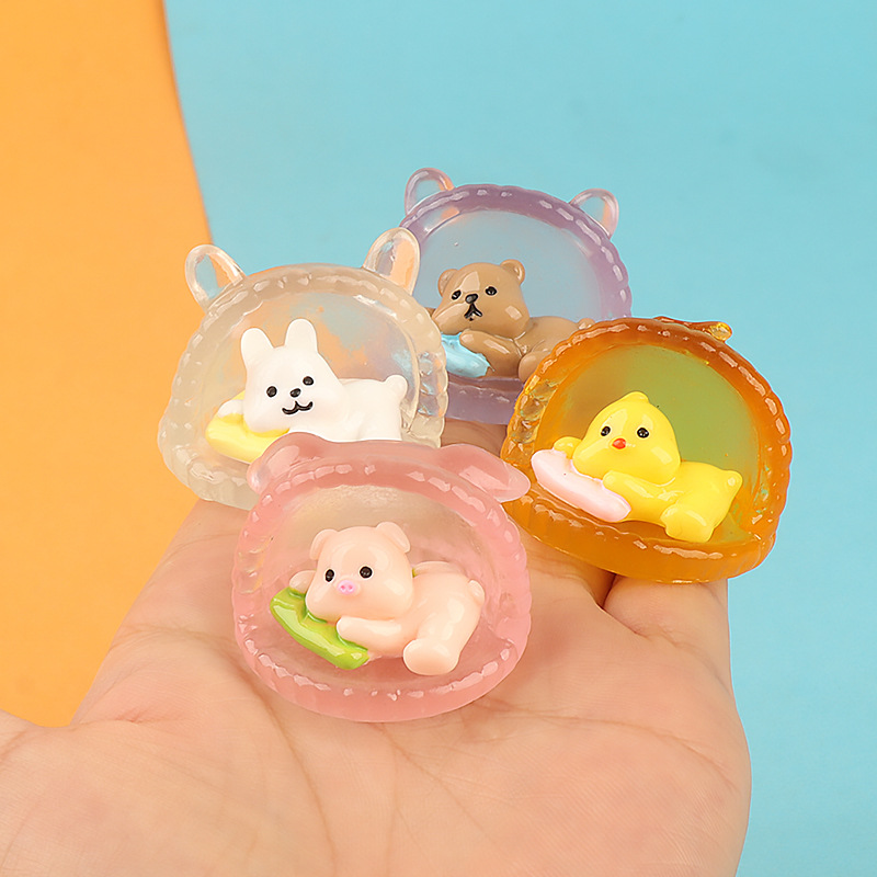 diy resin accessories luminous cute lying sleeping pigsty kennel animal doll desktop and car-mounted small ornaments