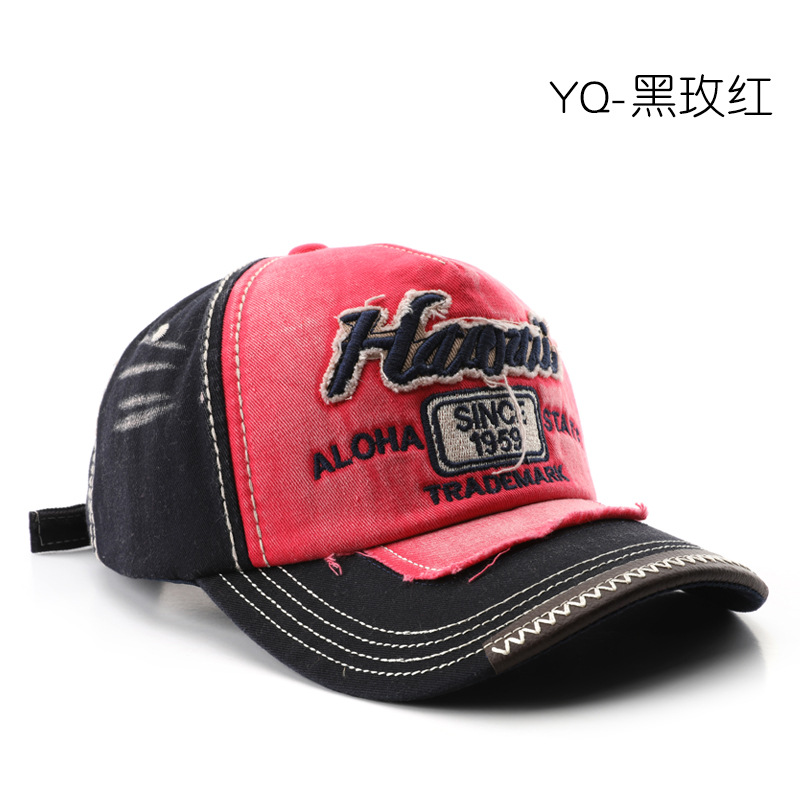 Cross-Border Personalized Retro Men's Letter Embroidered Baseball Cap Outdoor Women's Street Travel Sun Protection Sun Shade Peaked Cap