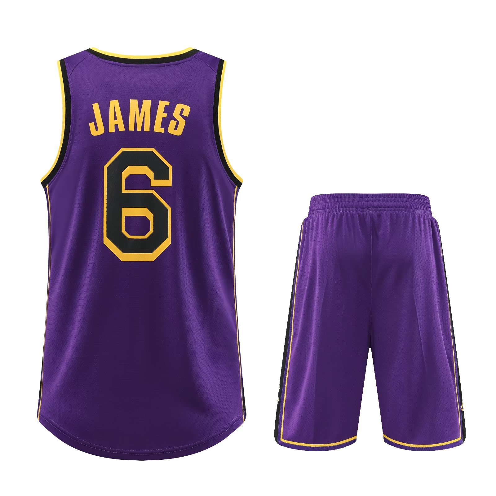 23湖人城市版6号詹姆斯篮球服套装男队服球衣两侧有口袋m-5xl