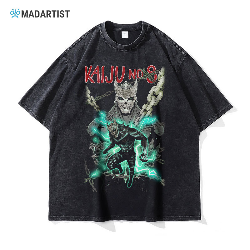 madartist怪兽8号水洗做旧t恤街头复古二次元kaiju no.