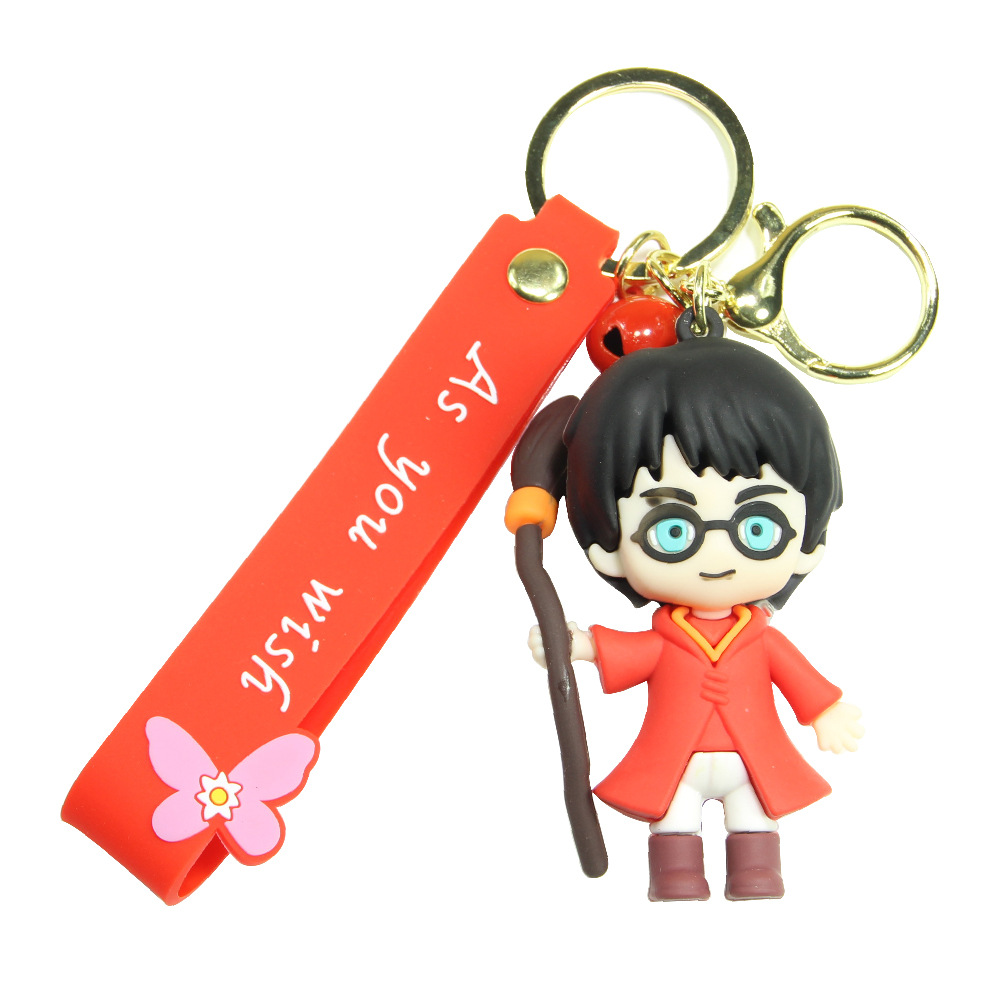 Cartoon Magic Academy Key Pendants PVC Soft Rubber Hand-Made Doll Key Chain New Harry Potter Keychain