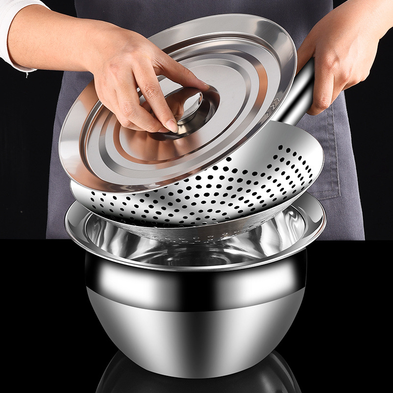 特厚304不锈钢油盆带盖 家用厨房油缸商用猪油调料盆油鼓漏勺套装