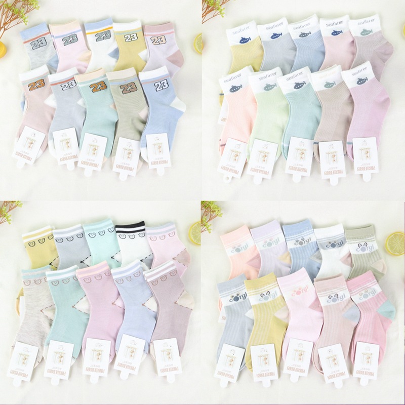 Spring and Autumn Taste Thin Cotton Children's Socks 1-12 Boys and Girls Breathable Mesh Cotton Socks Korean Style Infant Cartoon Baby's Socks