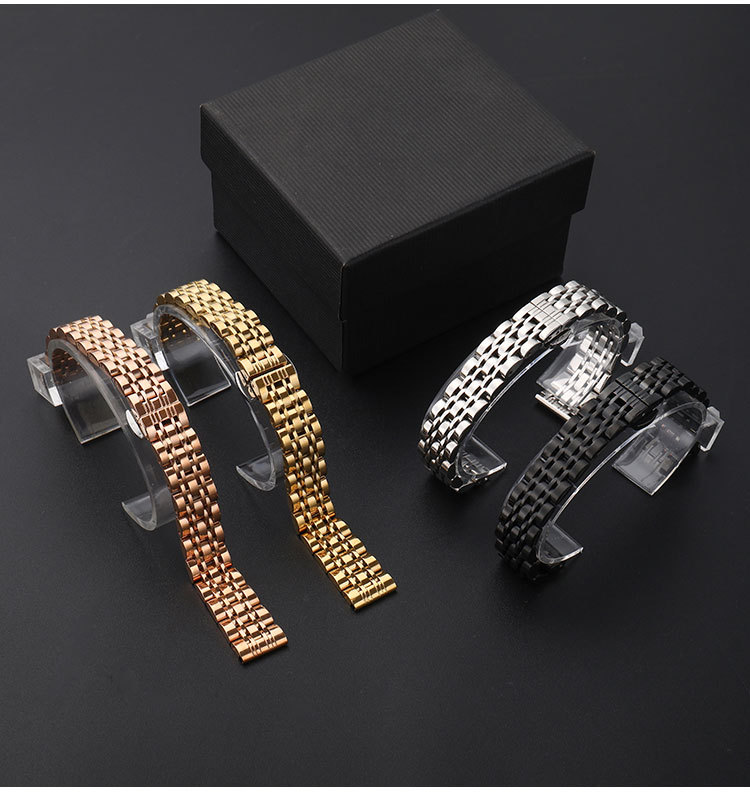 表带接口类型:平直接口 光泽类型:亮光 表扣款式:蝴蝶双按扣 材质