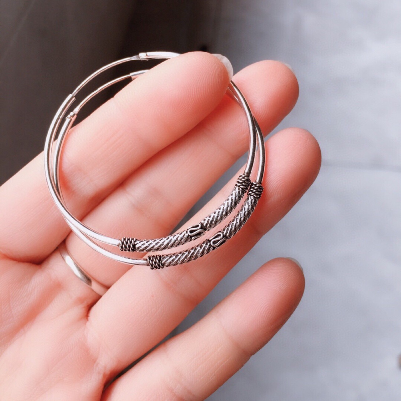 黑泰银饰批发 s925银耳圈女式 复古民族风时尚夸张大耳环一件代发