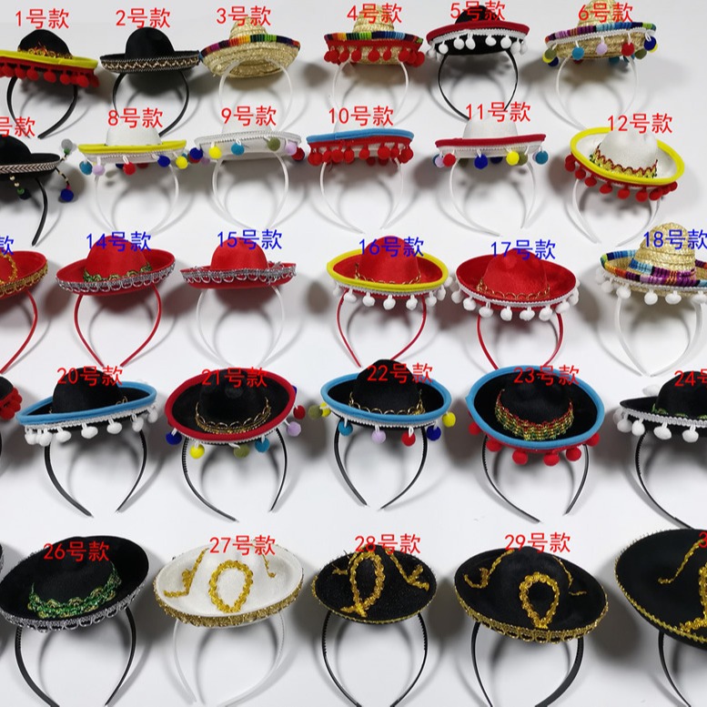 12-Piece Mexican Hat Headband Mexican Carnival Party Mini Hat Party Carnival Headband Hat