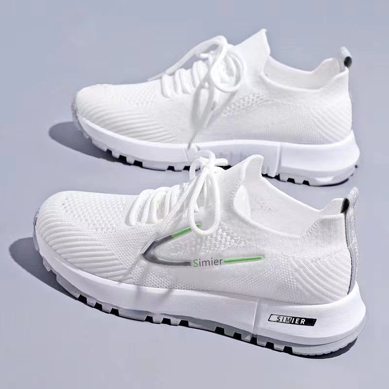 One Piece Dropshipping New Women's Flying Woven Breathable Mesh Shoes Comfortable Soft Bottom White Shoes Stylish and Lightweight Student Shoes Sneaker