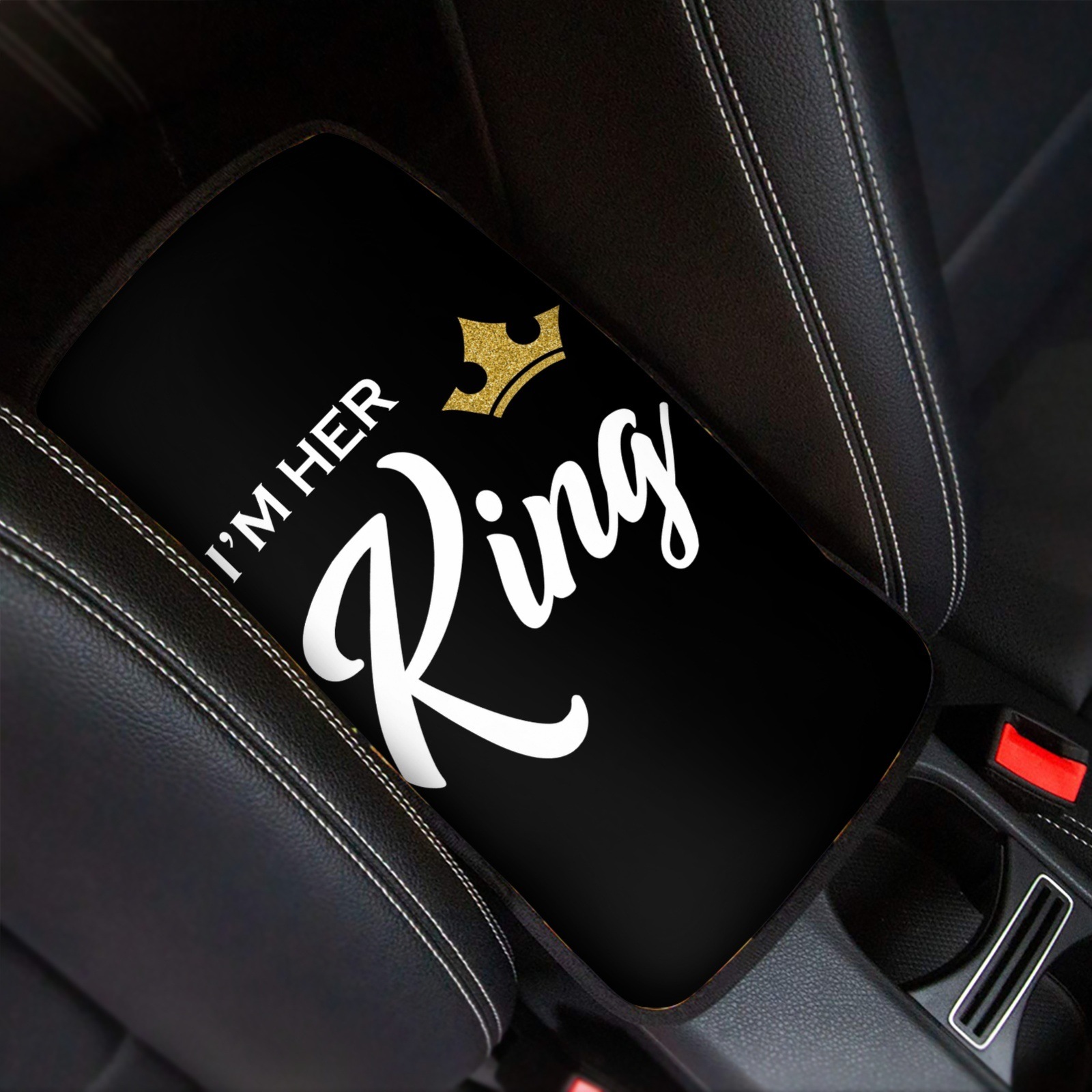 外贸批发汽车扶手箱包套king图案时尚涤纶汽车扶手箱垫一件起订