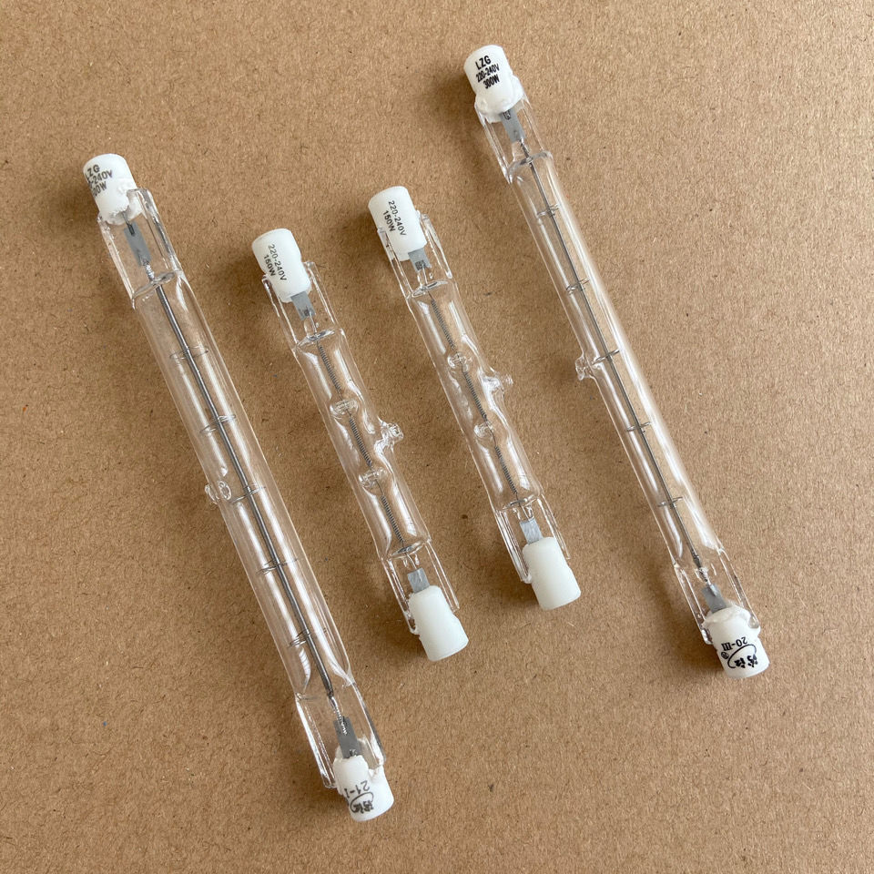 积乾顶式碘钨灯管500w1000w卤钨夹式太阳灯管超亮烤鸭炉烤箱工地