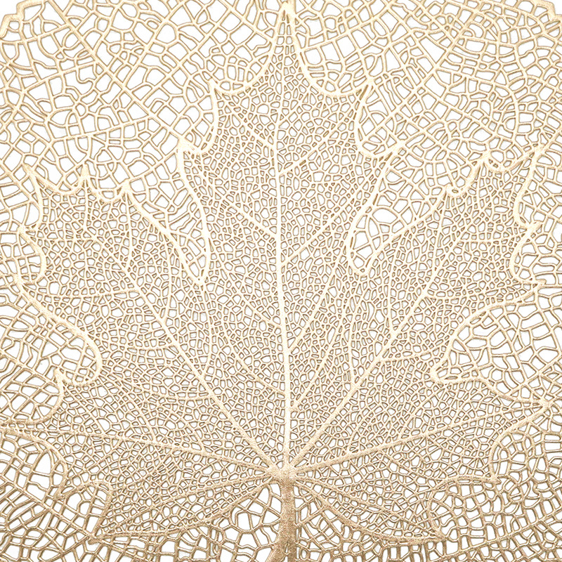 Hollow-out Table Mat Pvc Gilding Insulation round Maple Leaf Type Modern Simple Home Decoration Ancient Style Placemat