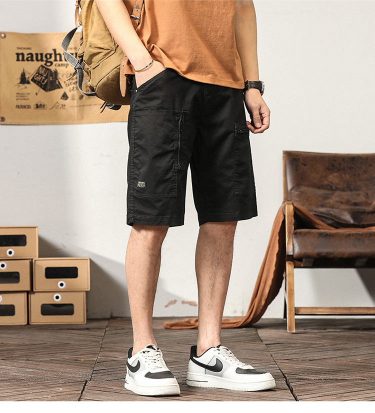 Men's Casual Cropped Pants Men's Summer Fashion Brand Loose Cropped Pants Shorts Summer Men's Pure Cotton Workwear Pants Thin