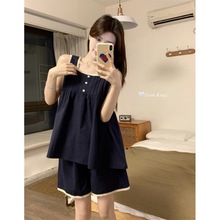 韩国ins女士外贸新款韩版甜美蕾丝花边吊带短裤家居服套装批发女