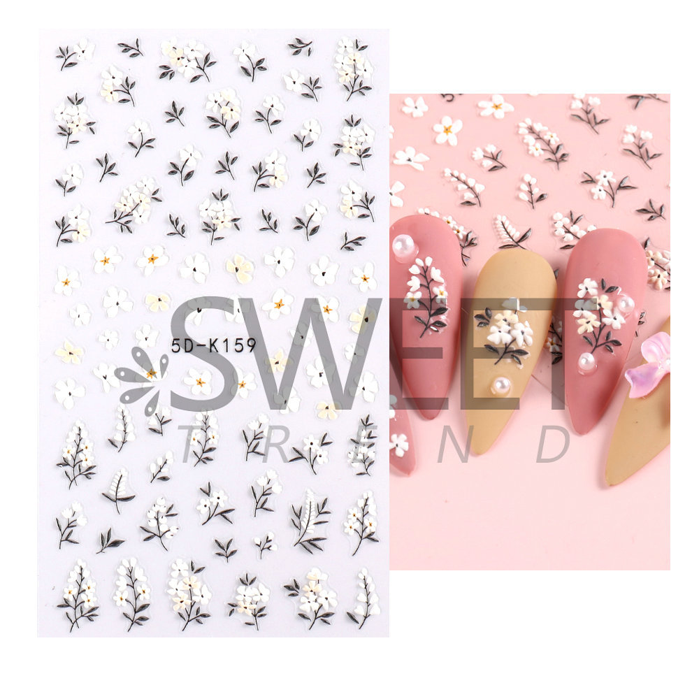 2023 New Nail Beauty Sticker 5d Embossed Nail Sticker Little Daisy Dandelion Cartoon Children's Nail Stickers