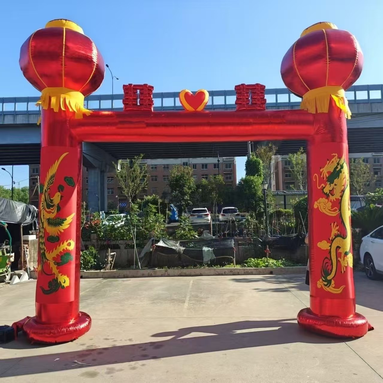 加厚结婚婚礼充气结婚拱门室外婚礼迎宾拱门开业活动双喜龙凤灯笼