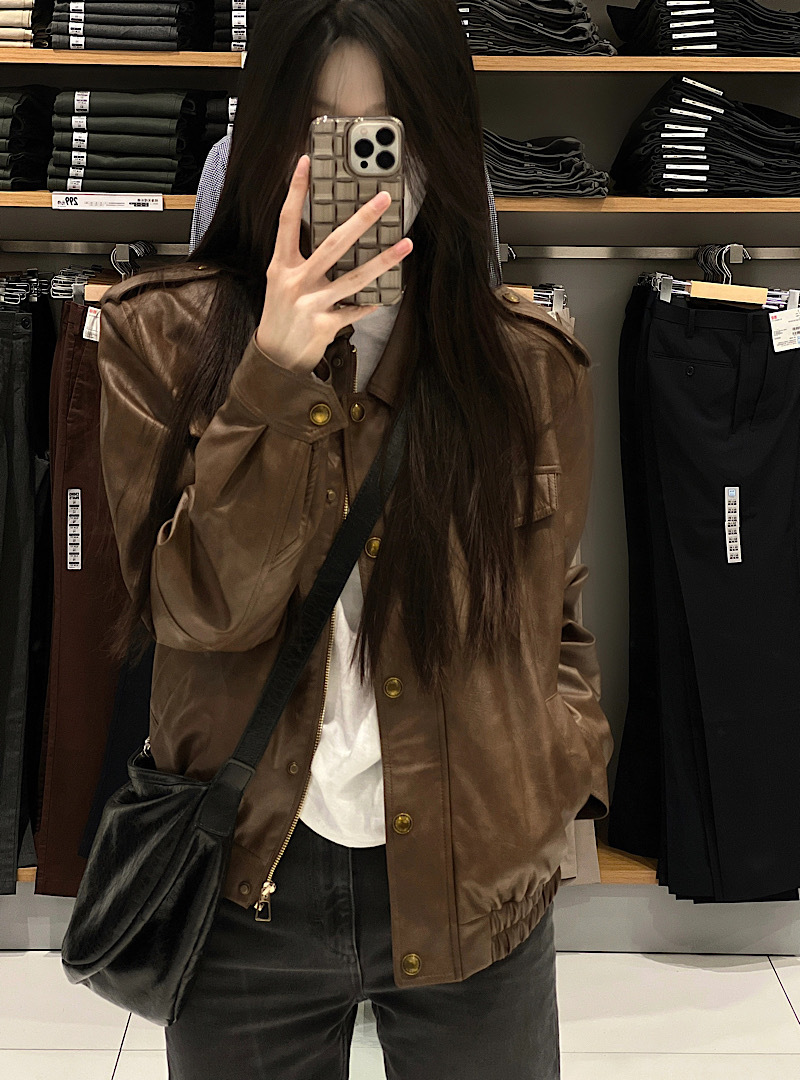 棕色皮衣女春秋新款设计小众复古感机车服外套夹克上衣-阿里巴巴