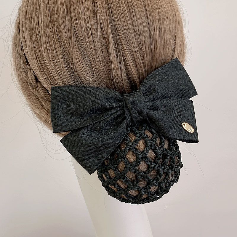 职业头花女韩版银行护士空姐银行蝴蝶结发夹酒店盘头发网兜发饰