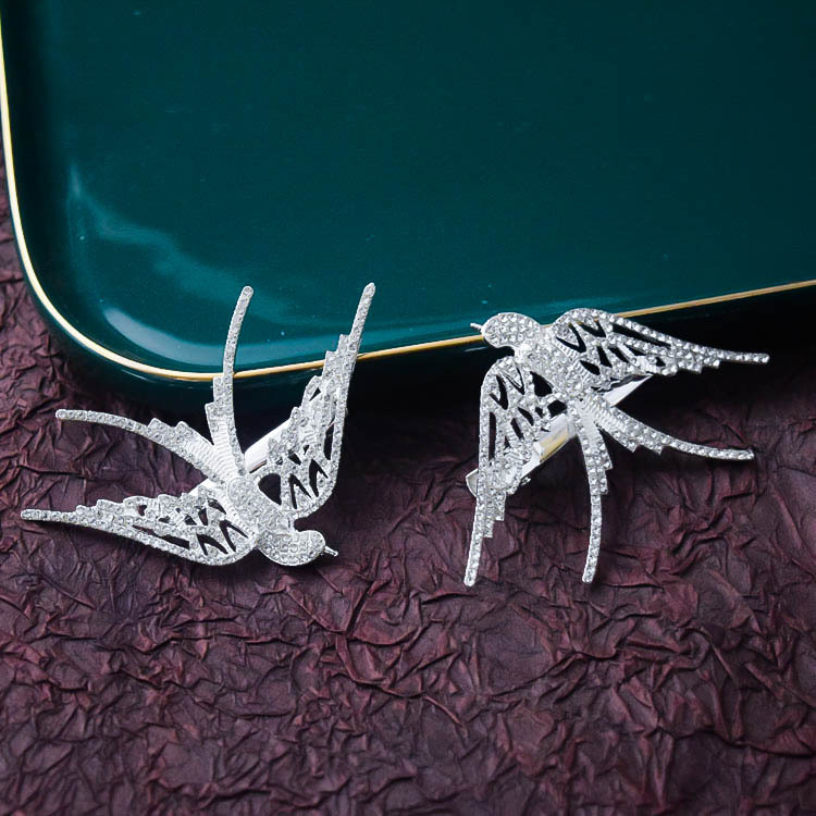 水钻燕子发卡简约网红少女头饰发夹精美花卉形状新娘头饰服饰边夹