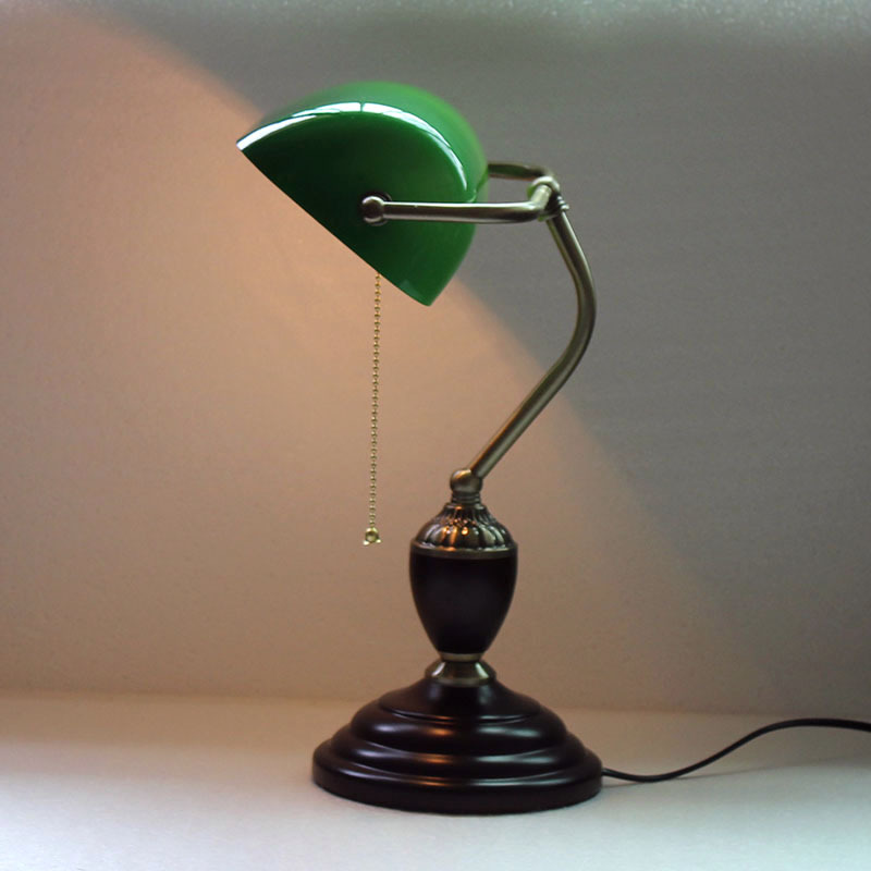 复古美式银行台灯民国大上海实木玻璃卧室书房床头学习灯厂家直销