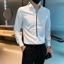 WZXSK韩版衬衫男长袖秋季新款休闲感潮流百搭发型师轻奢衬衣男上