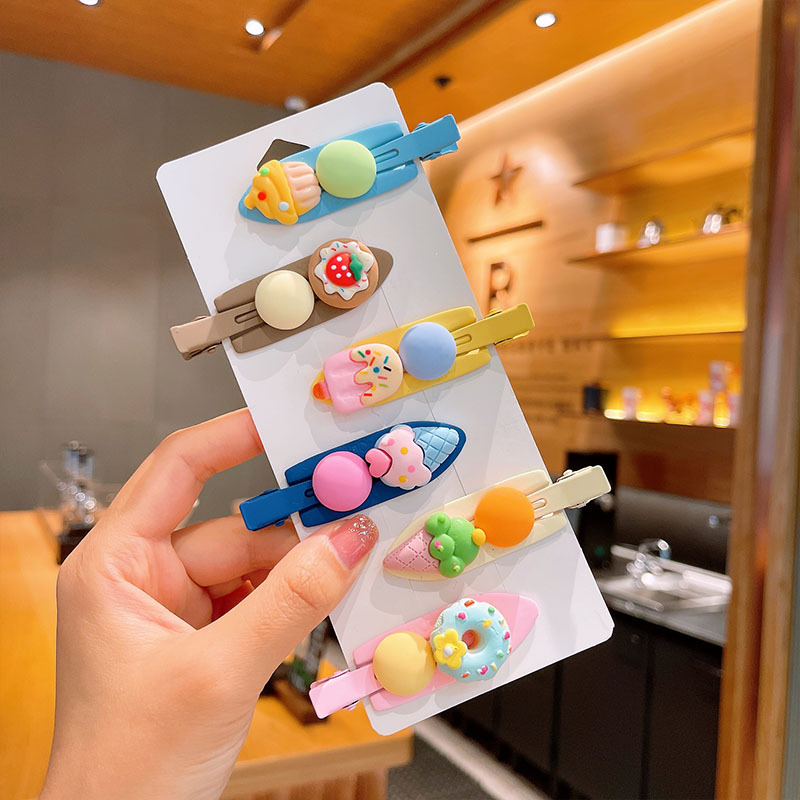 Cute Cake Ice Cream Color Seamless Cosmetic Clip Sweet Girl Internet Celebrity Candy Color Bangs Side Clip Hairpin