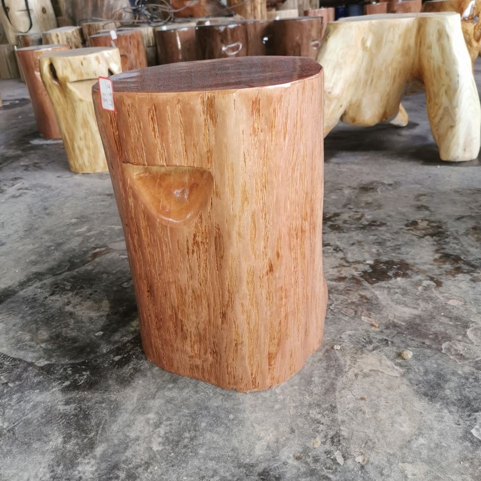 实木木墩根雕凳子实木墩子样品间树桩木桩底座茶桌配凳天然圆木凳