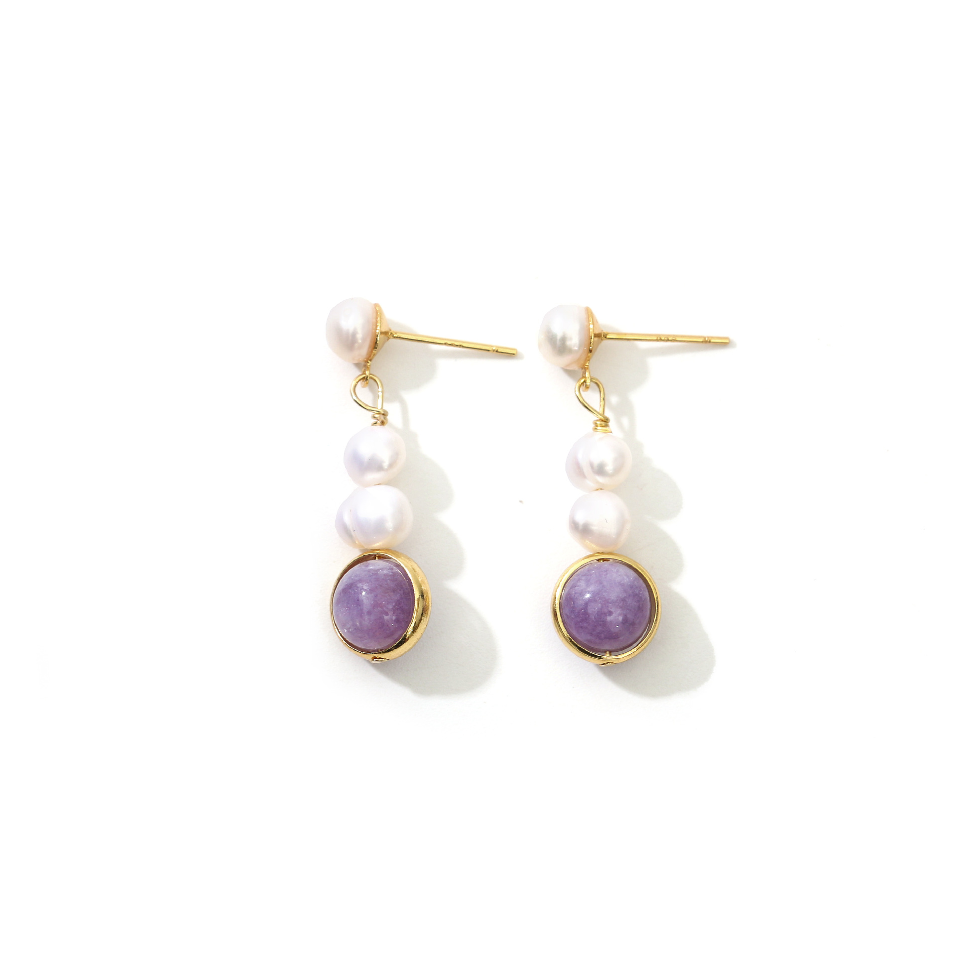 Retro High-Grade Purple Jelly Stone Freshwater Pearl Earrings Korean Elegant Light Luxury Artistic Autumn and Winter Niche Earrings