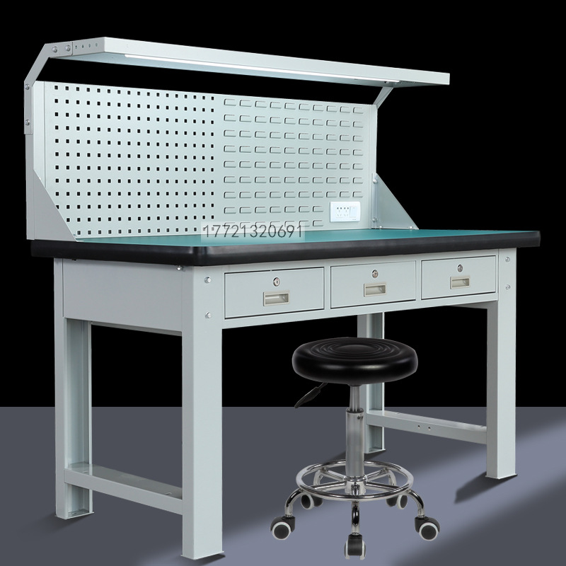 矮灯架工具挂板带抽屉维修工作台耐磨胶皮车间装配背板检验工作桌