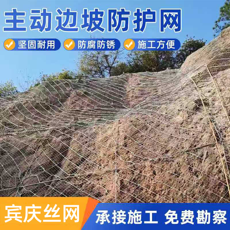 定制主动边坡防护网被动网柔性边坡防护网防落石拦石网六边形网