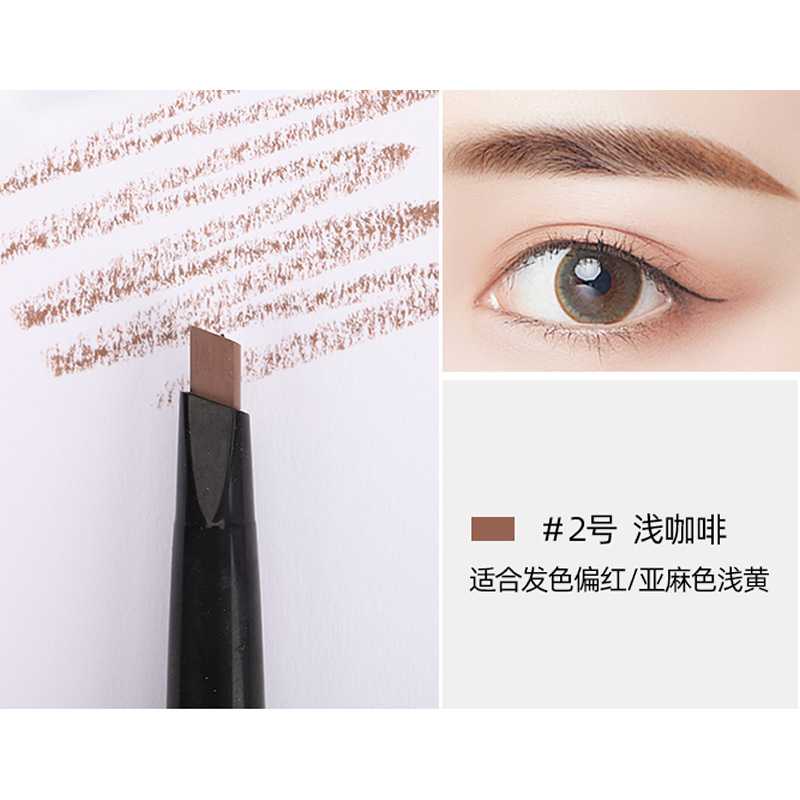 Factory Direct Sales Double-Headed Eyebrow Pencil Dual-Purpose Automatic Waterproof Rotation Sweatproof with Brush Double-Headed Rotate Eyebrow Pencil Eyebrow Pencil with Plastic Seal