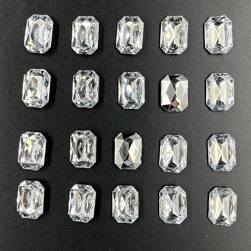 Imitation Taiwan Flat Pointed Bottom Rectangular Octagonal Acrylic Diamond Hand Sewing Shoe Buckle Necklace Rhinestones Transparent Mahjong DIY Diamond