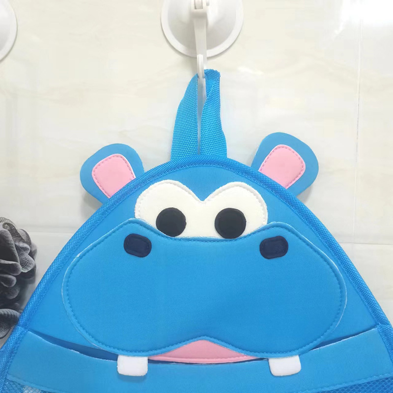 Cartoon Bathroom Storage Net Pocket Blue Hippo Bathroom Hanging Bag Bath Supplies Storage Bag Children's Toy Hanging Bag